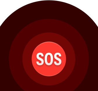 Икона за SOS обаждане, вградени червени кръгове с бял надпис SOS в средата