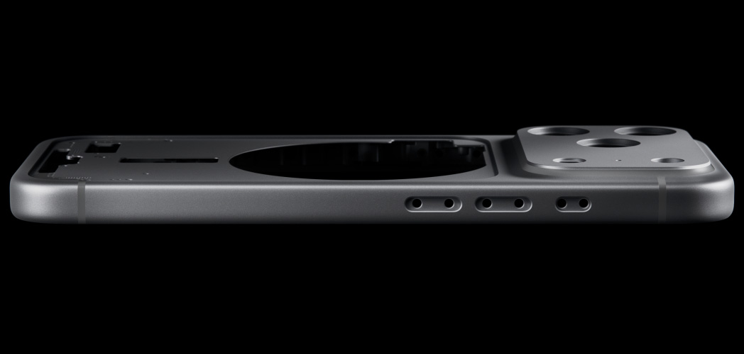 iPhone 17 Pro, back exterior, forged aluminum unibody enclosure